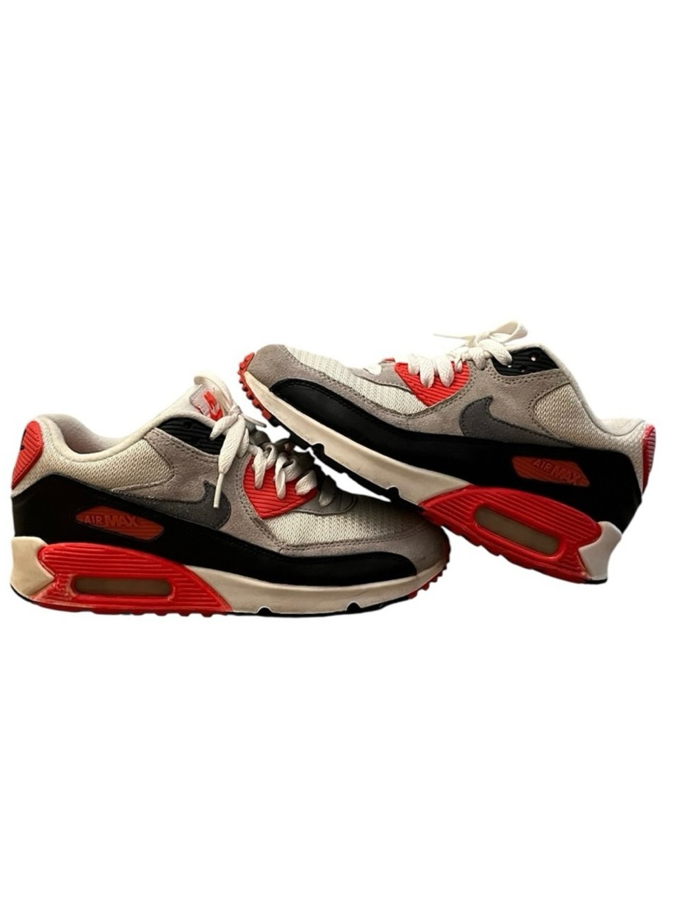 Nike Air Max 90 in White, Black & Red-Orange